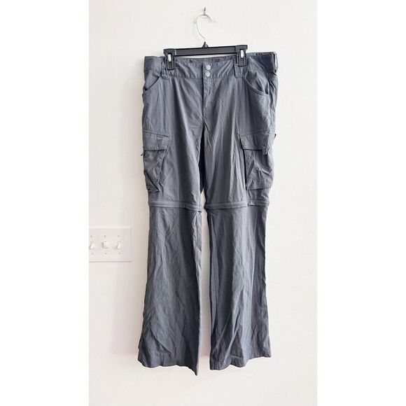 prAna Convertible Pant Women 8 Gray Performance Pockets Roll Up Hiking Camping - Picture 3 of 16